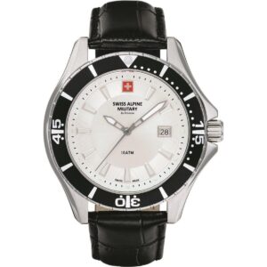 Swiss Alpine Military By Grovana Nautilus White Dial Quartz 7040.1532 100M Men's Watch