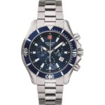 Swiss Alpine Military By Grovana Nautilus Chrono Blue Dial Quartz 7040.9135 100M Men's Watch