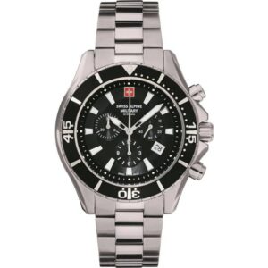 Swiss Alpine Military By Grovana Nautilus Chronograph Black Dial Quartz 7040.9137 100M Men's Watch