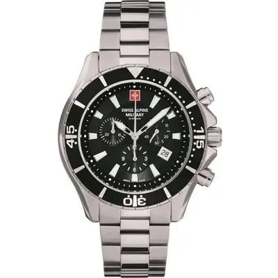 Swiss Alpine Military By Grovana Nautilus Chronograph Black Dial Quartz 7040.9137 100M Men's Watch