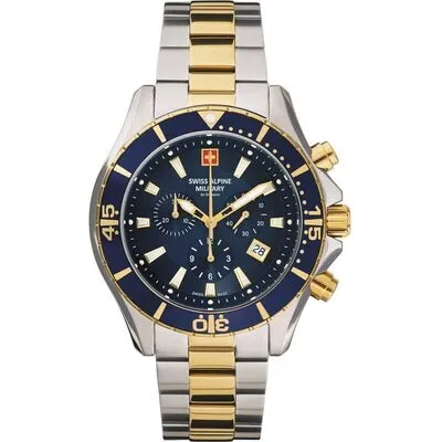 Swiss Alpine Military By Grovana Nautilus Chronograph Blue Dial Quartz 7040.9145 100M Men's Watch