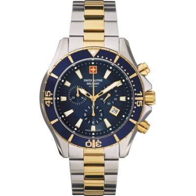 Swiss Alpine Military By Grovana Nautilus Chronograph Blue Dial Quartz 7040.9145 100M Men's Watch