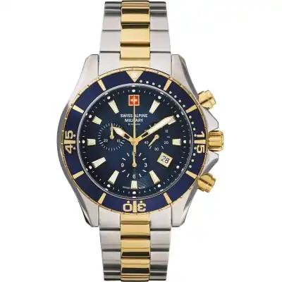 Swiss Alpine Military By Grovana Nautilus Chronograph Blue Dial Quartz 7040.9145 100M Men's Watch