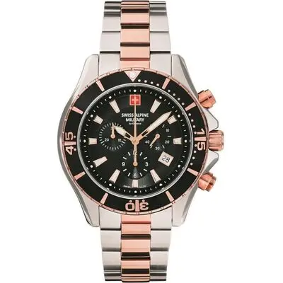 Swiss Alpine Military By Grovana Nautilus Chronograph Black Dial Quartz 7040.9157 100M Men's Watch