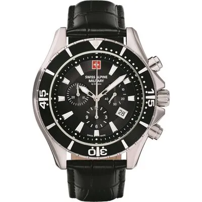 Swiss Alpine Military By Grovana Nautilus Chronograph Black Dial Quartz 7040.9537 100M Men's Watch