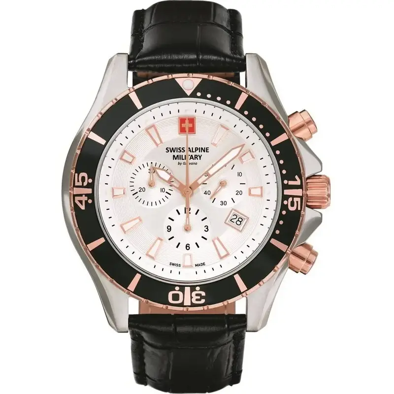 Swiss Alpine Military By Grovana Nautilus Chronograph White Dial Quartz 7040.9552 100M Men's Watch
