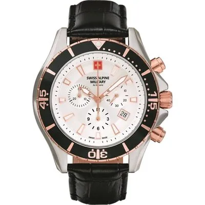 Swiss Alpine Military By Grovana Nautilus Chronograph White Dial Quartz 7040.9552 100M Men's Watch