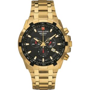 Swiss Alpine Military By Grovana Star Fighter Chronograph Black Dial Quartz 7043.9117 100M Men's Watch