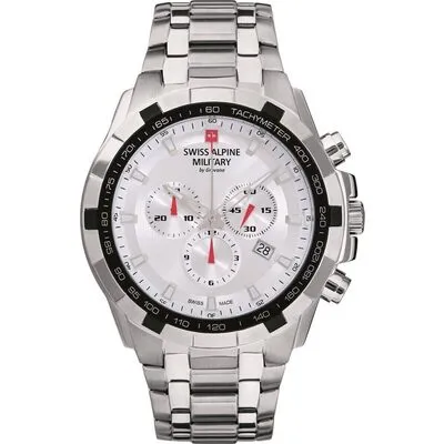 Swiss Alpine Military By Grovana Star Fighter Chronograph Silver Dial Quartz 7043.9132 100M Men's Watch
