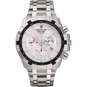 Swiss Alpine Military By Grovana Star Fighter Chronograph Silver Dial Quartz 7043.9132 100M Men's Watch