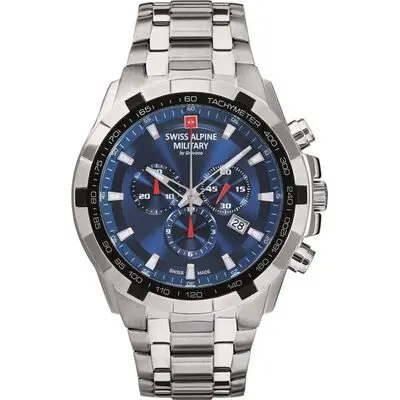 Swiss Alpine Military By Grovana Star Fighter Chronograph Blue Dial Quartz 7043.9135 100M Men's Watch
