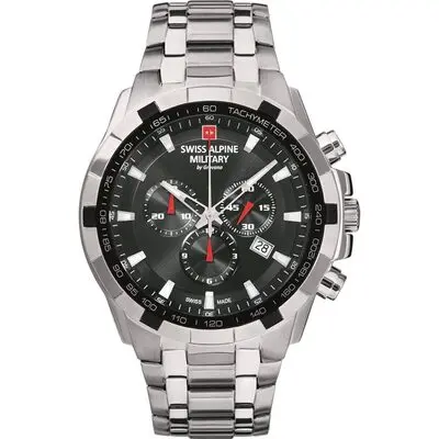 Swiss Alpine Military By Grovana Star Fighter Chronograph Black Dial Quartz 7043.9137 100M Men's Watch