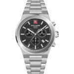 Swiss Alpine Military Pioneer Chronograph Stainless Steel Black Dial Quartz 7048.9137 100M Men's Watch