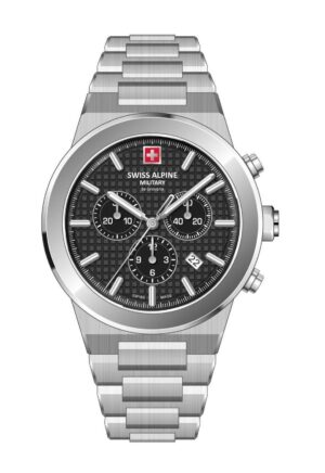 Swiss Alpine Military Pioneer Chronograph Stainless Steel Black Dial Quartz 7048.9137 100M Men's Watch