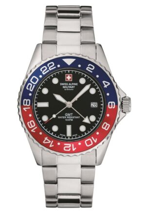 Swiss Alpine Military Master Diver GMT Stainless Steel Black Dial Quartz 7052.1131 100M Men's Watch