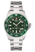 Swiss Alpine Military Master Diver GMT Stainless Steel Green Dial Quartz 7052.1134 100M Men's Watch