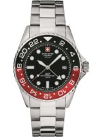 Swiss Alpine Military Master Diver GMT Stainless Steel Black Dial Quartz 7052.1136 100M Men's Watch