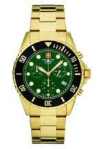 Swiss Alpine Military Master Diver Chronograph Stainless Steel Green Dial Quartz 7053.9114 100M Men's Watch
