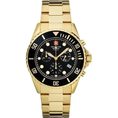 Swiss Alpine Military Master Diver Chronograph Stainless Steel Black Dial Quartz 7053.9117 100M Men's Watch