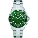 Swiss Alpine Military Master Diver Chronograph Stainless Steel Green Dial Quartz 7053.9134 100M Men's Watch