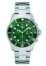 Swiss Alpine Military Master Diver Chronograph Stainless Steel Green Dial Quartz 7053.9134 100M Men's Watch