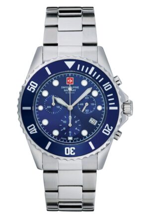 Swiss Alpine Military Master Diver Chronograph Stainless Steel Blue Dial Quartz 7053.9135 100M Men's Watch