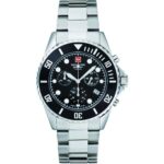 Swiss Alpine Military Master Diver Chronograph Stainless Steel Black Dial Quartz 7053.9137 100M Men's Watch