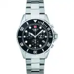 Swiss Alpine Military Master Diver Chronograph Stainless Steel Black Dial Quartz 7053.9137 100M Men's Watch