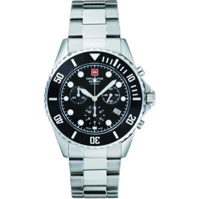 Swiss Alpine Military Master Diver Chronograph Stainless Steel Black Dial Quartz 7053.9137 100M Men's Watch