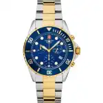 Swiss Alpine Military Master Diver Chronograph Two Tone Stainless Steel Blue Dial Quartz 7053.9145 100M Men's Watch