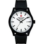 Swiss Alpine Military Combat Basic Rubber Strap White Dial Quartz 7055.1873 100M Men's Watch