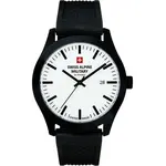 Swiss Alpine Military Combat Basic Rubber Strap White Dial Quartz 7055.1873 100M Men's Watch
