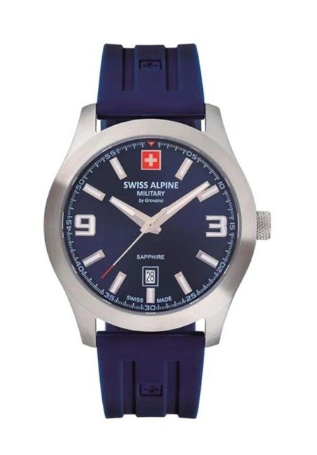 Swiss Alpine Military Combat Pro Rubber Strap Blue Dial Quartz 7056.1835 100M Men's Watch