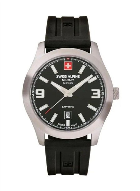 Swiss Alpine Military Combat Pro Rubber Strap Black Dial Quartz 7056.1837 100M Men's Watch