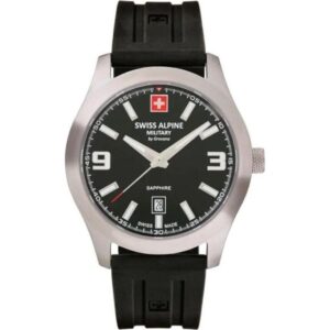 Swiss Alpine Military Combat Pro Rubber Strap Black Dial Quartz 7056.1837 100M Men's Watch
