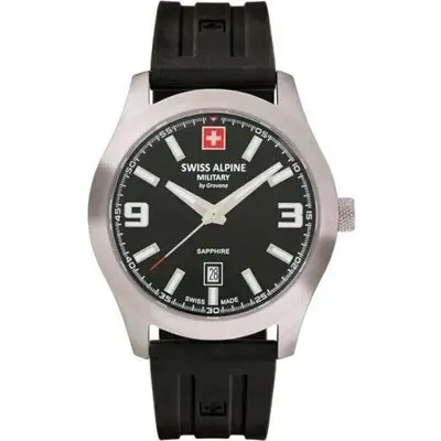 Swiss Alpine Military Combat Pro Rubber Strap Black Dial Quartz 7056.1837 100M Men's Watch