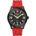 Swiss Alpine Military Combat Pro Rubber Strap Black Dial Quartz 7056.1876 100M Men's Watch