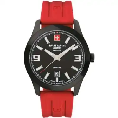 Swiss Alpine Military Combat Pro Rubber Strap Black Dial Quartz 7056.1876 100M Men's Watch
