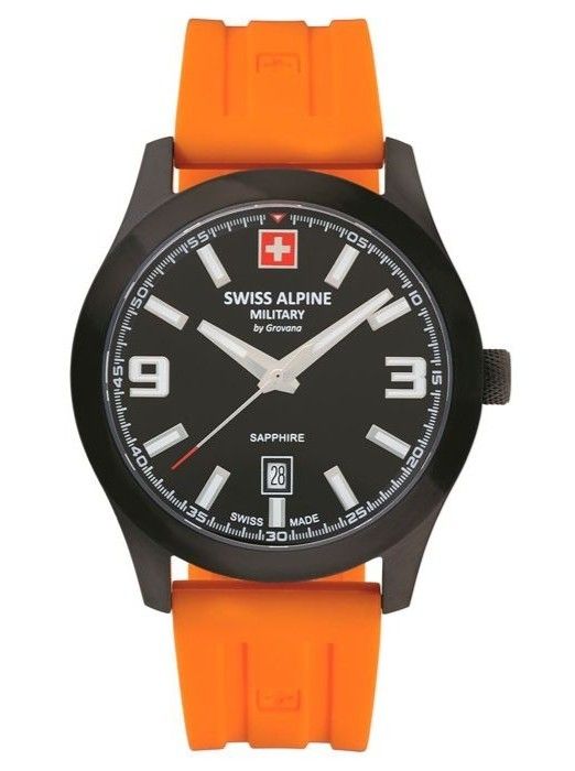 Swiss Alpine Military Combat Pro Rubber Strap Black Dial Quartz 7056.1879 100M Men's Watch