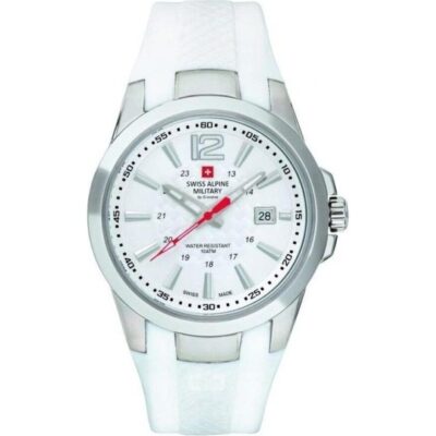 Swiss Alpine Military Combat Air Rubber Strap White Dial Quartz 7058.1833 100M Men's Watch