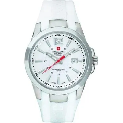 Swiss Alpine Military Combat Air Rubber Strap White Dial Quartz 7058.1833 100M Men's Watch