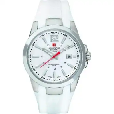 Swiss Alpine Military Combat Air Rubber Strap White Dial Quartz 7058.1833 100M Men's Watch