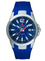 Swiss Alpine Military Combat Air Rubber Strap Blue Dial Quartz 7058.1835 100M Men's Watch