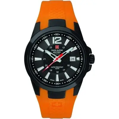 Swiss Alpine Military Combat Air Rubber Strap Black Dial Quartz 7058.1879 100M Men's Watch