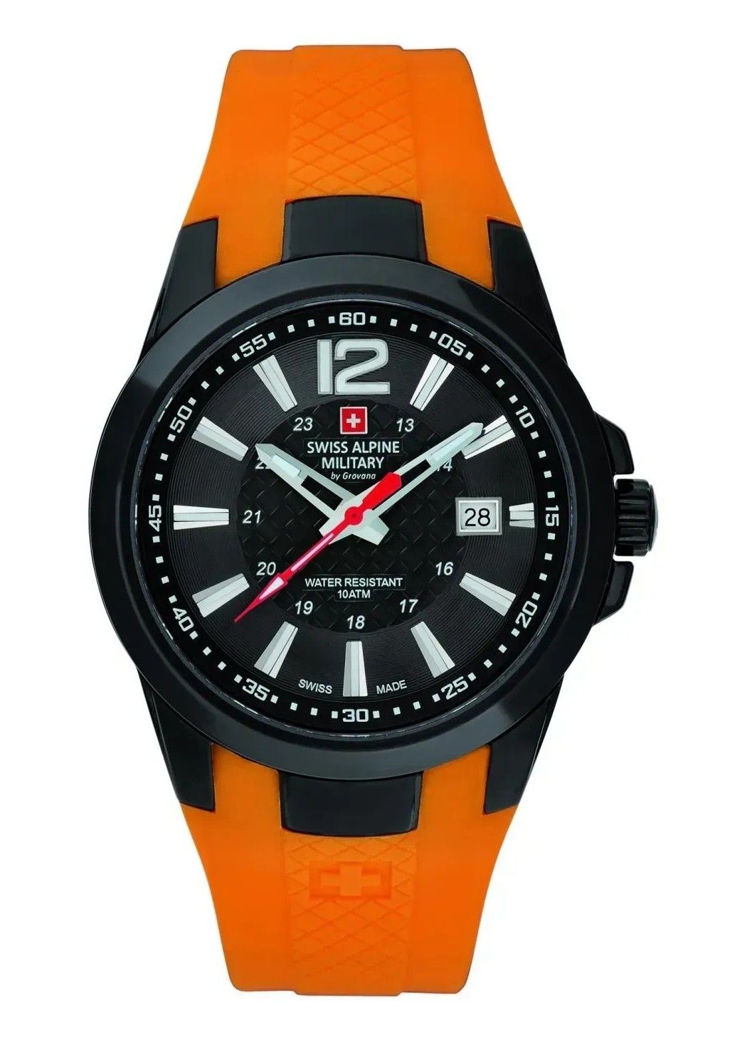 Swiss Alpine Military Combat Air Rubber Strap Black Dial Quartz 7058.1879 100M Men's Watch