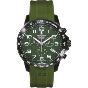 Swiss Alpine Military Ranger Chronograph Rubber Strap Green Dial Quartz 7064.9874 100M Men's Watch