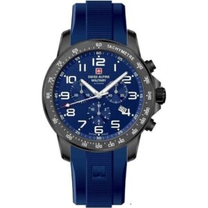 Swiss Alpine Military Ranger Chronograph Rubber Strap Blue Dial Quartz 7064.9875 100M Men's Watch