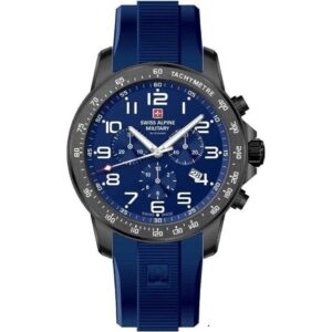 Swiss Alpine Military Ranger Chronograph Rubber Strap Blue Dial Quartz 7064.9875 100M Men's Watch