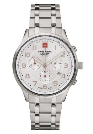 Swiss Alpine Military Skymaster Chronograph Stainless Steel Silver Dial Quartz 7084.9132 100M Men's Watch