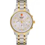 Swiss Alpine Military Skymaster Chronograph Two Tone Stainless Steel Silver Dial Quartz 7084.9142 100M Men's Watch